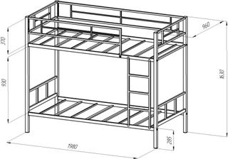Двухъярусная кровать металлическая ФМ - СВ 2 (190х90) + 100 бонусов