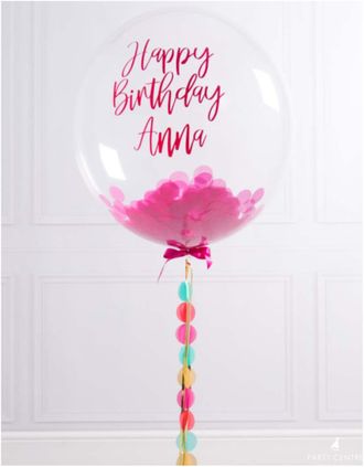 Бабблс розовое конфетти "Happy birthday_____!"