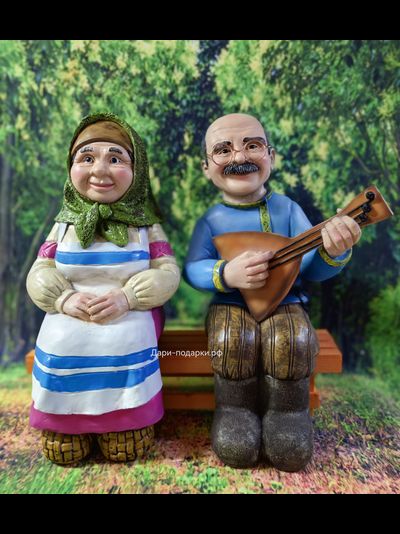 Шерочка с Машерочкой на скамейке 51*45*25см  4,7 кг  полистоун Россия 5979/012977 Подарок на Юбилей, Годовщину свадьбы / Фигуры можно снимать со скамейки