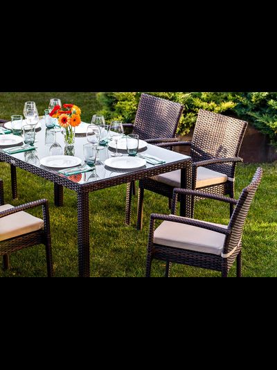 Обеденный комплект  MILANO темно-коричневый на 6 персон