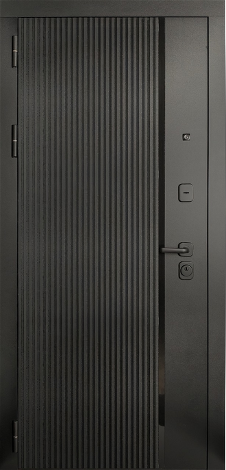 Металлическая входная дверь «Кварц» белый матовый / муар черный