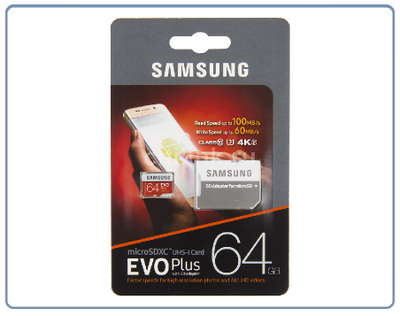 Карта памяти 64ГБ Samsung "EVO Plus MB-MC64GA/RU" microSD XC UHS-I Class10 + адаптер