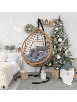 Подвесное кресло-кокон ЛАУРА СИЦИЛИЯ горячий шоколад + каркас