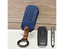 Синий чехол для смарт ключа Kia Carnival 4 рест (5+4 кнопки)