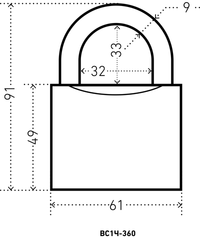Замок навесной АЛЛЮР ВС1Ч-360 d9мм [8050]