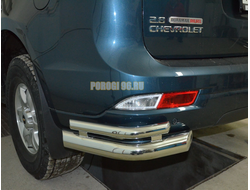 Защита заднего бампера "уголки" двойные d76/42 для Chevrolet Trailblazer (2013)