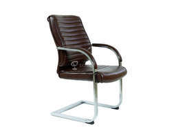 Кресло Barneo K-8010L коричневая глянцевая кожа, на полозьях купить в Алуште