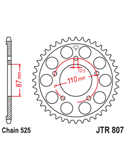 Звезда ведомая (48 зуб.) RK B5047-48 (Аналог: JTR807.48) для мотоциклов Suzuki