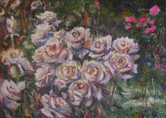 Картина Розы белые в саду Круглова Светлана