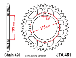 Звезда ведомая алюминиевая JT JTA461.52 (JTA461-52) (A461-52) для Kawasaki Off Road