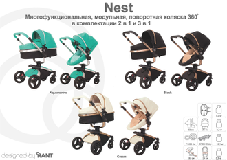 Коляска 3в1 Rant Nest Aquamarine