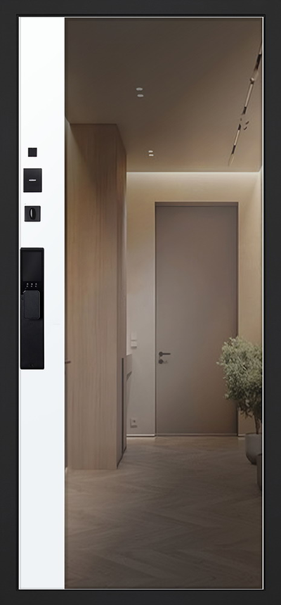 Стальная дверь   Берилл с зеркалом (биометрический замок Y23). Заказная модель.