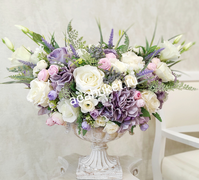 Прекрасное сочетание цветов цветочной композиции из искусственных цветов Дениза № АРК07/на АОАБУКЕТ