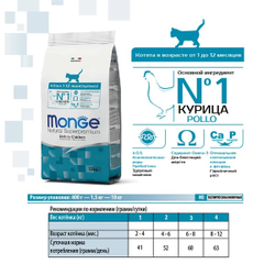 Monge Cat Daily Line (Монж) Сухой корм для котят и беременных кошек, из курицы 400 г