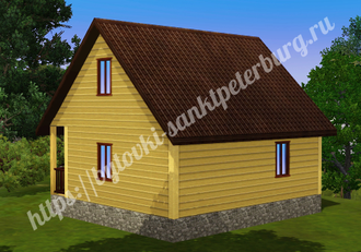 Дачный домик 6х6 м с верандой и мансардой