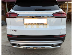 Защита заднего бампера двойная с перемычками Папа Тюнинг d60/42 для BELGEE X70 2024-