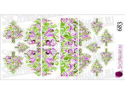 Слайдер-дизайн 683 - Новогодняя елка, узор зелёного и розового цветов