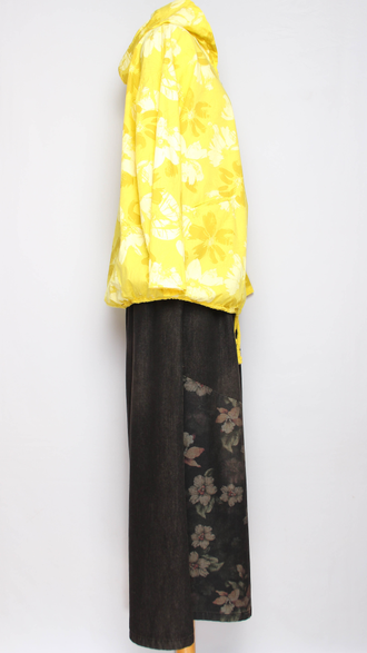 Ветровка-пыльник хлопок "БЕЛЫЕ ЦВЕТЫ" желтая до р.54