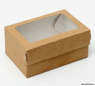 Коробка складная с окном Бурая 15 х 10 х 7 см