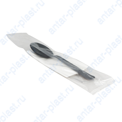 Комплект №2 (ложка столовая черная, салфетка белая)