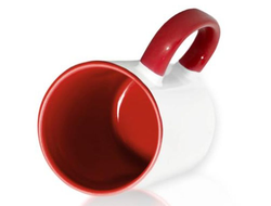 Кружка цветная внутри и ручка "Бордовая", с фотопечатью