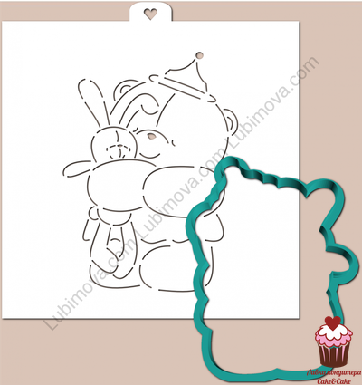 Трафарет+форма "Мишка с зайкой"