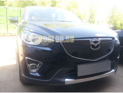 Защита радиатора Mazda CX-5 2012-2014 black с парктроником верх PREMIUM
