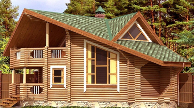 Дом-баня из бревна ДБ-07, площадь 80 м2