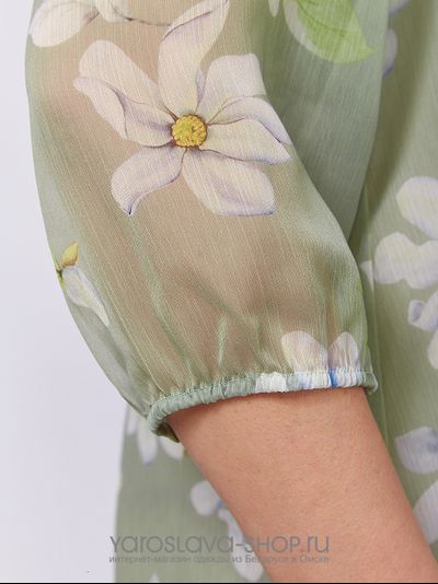 Шифоновое платье А-силуэта нежно-зеленого оттенка