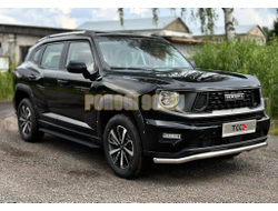 Пороги алюминиевые "Slim Line Black" 1820 мм ТСС для Haval H7 2024-