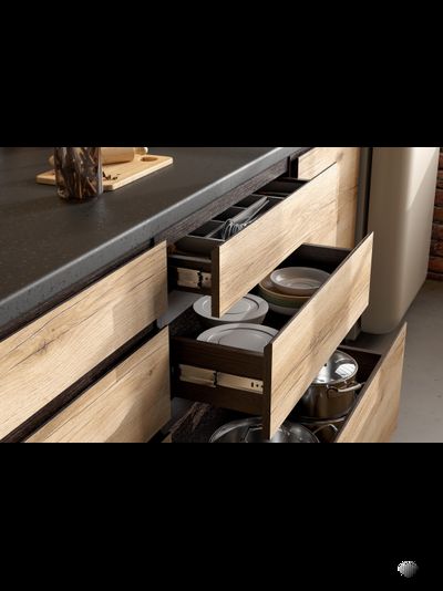 Берген 2,0 м кухонный гарнитур Венге/Дуб делано/Черный мрамор