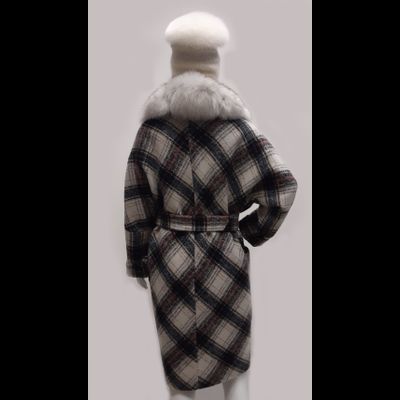 Пальто в клетку женское зима Арти мода Arti moda 120 светлое