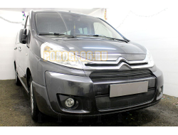 Защита радиатора Citroen Jumpy (II рестайлинг) 2012-2016 (2 части) black верх