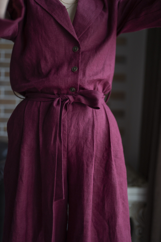 Комбинезон льняной (бордо)