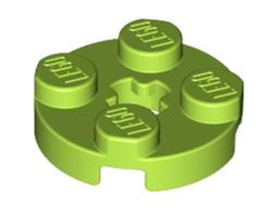 Plate, Round 2 x 2 with Axle Hole, Lime (4032 / 4213047 / 6314224)