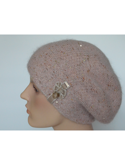 Розовый берет женский с украшением Vizio Италия 6926