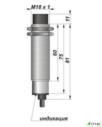 Индуктивный датчик с аналоговым выходом ИДА11-I/U-PNP резьба M18x1