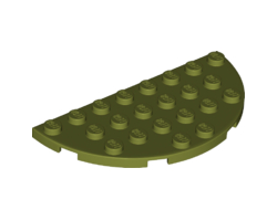 Plate, Round Half 4 x 8, Olive Green (22888 / 6175000)