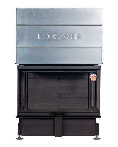 Каминная топка Дельта 1000 B три стекла принтинг черный шамот, Экокамин (Россия)