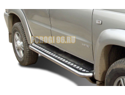 Пороги с накладным листом d53 для УАЗ Патриот 2005-2014