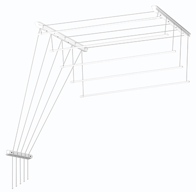 Сушилка для белья потолочная "Лиана-Люкс" 1,2м, пластмассовые кронштейны, алюминиевые стержни, потолочный способ установки (Россия)