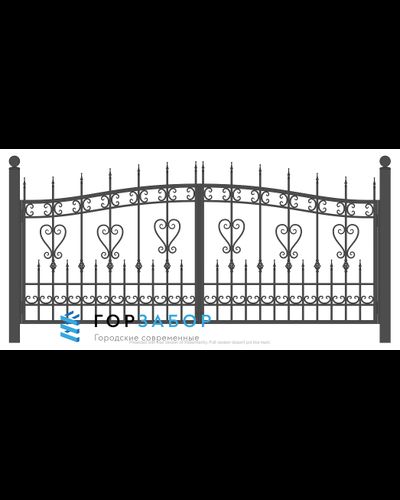 Красивые распашные сварные ворота с элементами ковки KSZ15-41 купить