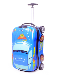 Детский чемодан на колесах - Синяя машина
