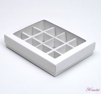 Коробка для конфет, 12 шт, белая, 19 х 15 х 3 см