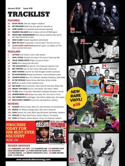 Record Collector Magazine Issue 436 January 2015 Bob Dylan, Dr Feelgood, Cyril Davies, Maurice Williams, Gene Clark, Gaz Coombes