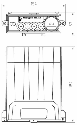 ГАБАРИТНЫЙ ЧЕРТЕЖ СЧЕТЧИКА МЕРКУРИЙ 208LF
