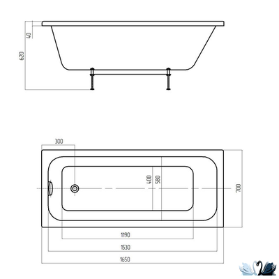 Ванна Aquatek Мия 165x70 см MIY165-0000001, акриловая, прямоугольной формы