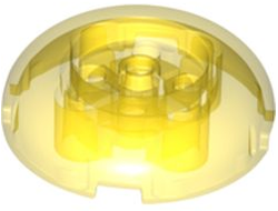 Brick, Round 4 x 4 Dome Top with 2 x 2 Recessed Center, Trans-Yellow (79850 / 6386220 / 6503231)