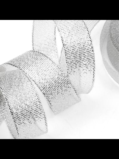 Лента метал. с люрексом/парча 25мм (серебро), 22,8м