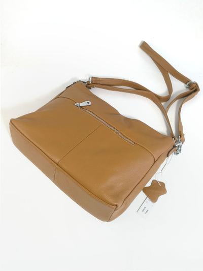 (АРТИКУЛ: 10121/1/5) СУМКА ЖЕНСКАЯ, СРЕДНЕГО РАЗМЕРА, НАТУРАЛЬНАЯ КОЖА, ЦВЕТ "ГОРЧИЦА", С НАРУЖНЫМ КАРМАНОМ, С ПЛЕЧЕВЫМ РЕМНЕМ